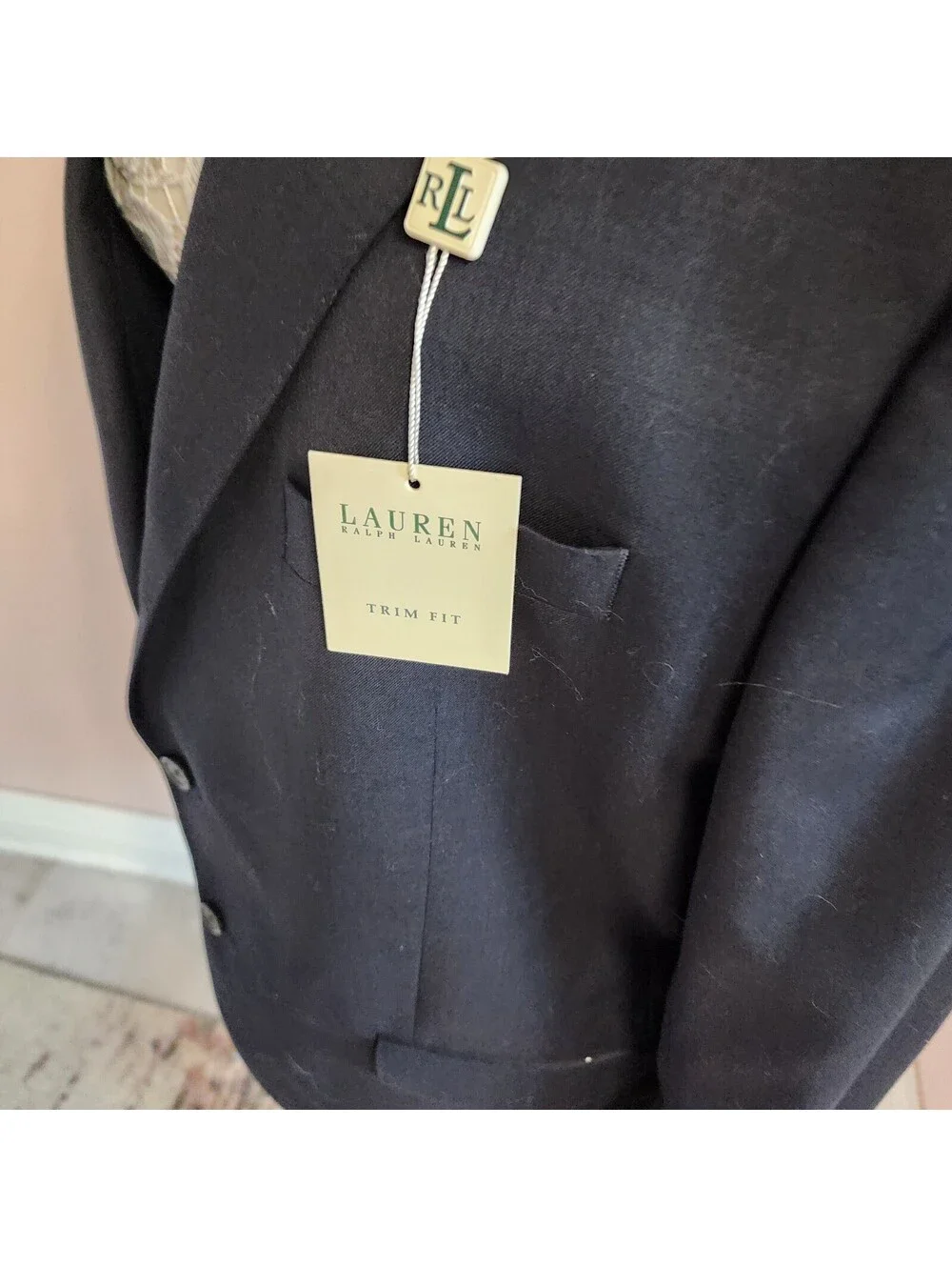 NWT Lauren Ralph Lauren Men’s Navy Blue Blazer Jacket Trim Fit 50R